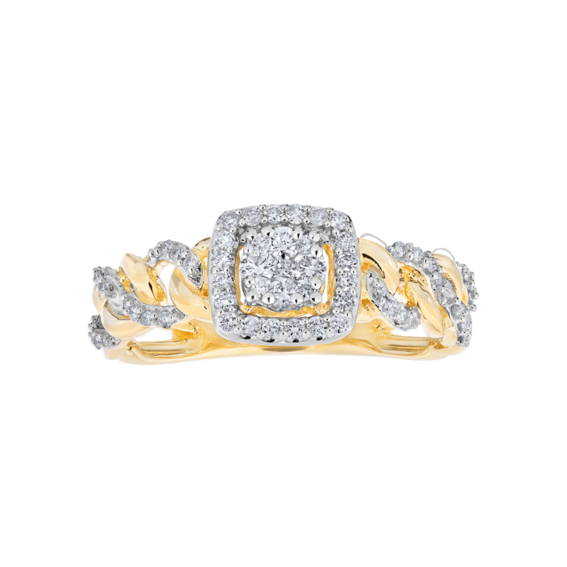 14KTT Cushion Halo Cluster Diamond Ring