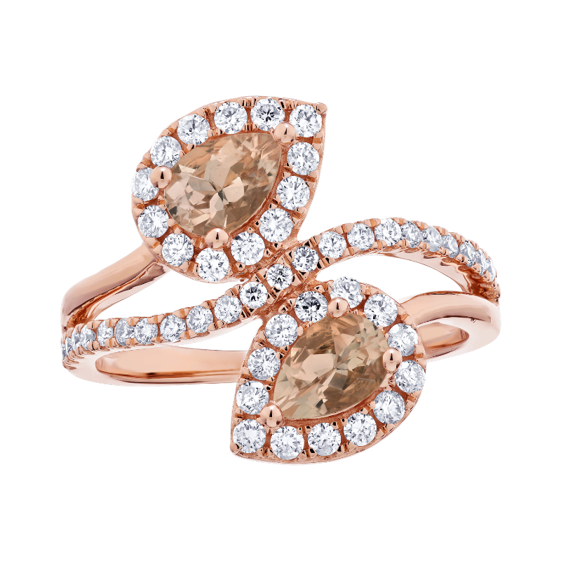 14KR Morganite & Diamond Bypass Ring