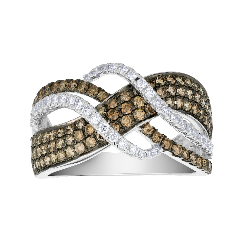 14KW Cognac & White Diamond Pavé Band