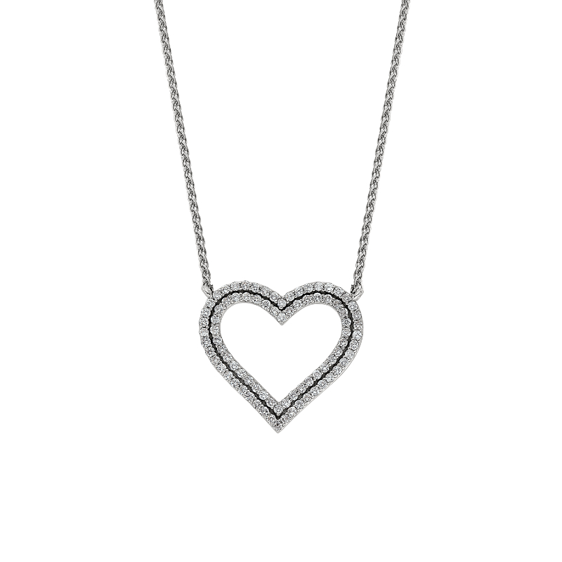 14KW 2-Row Diamond Heart Necklace