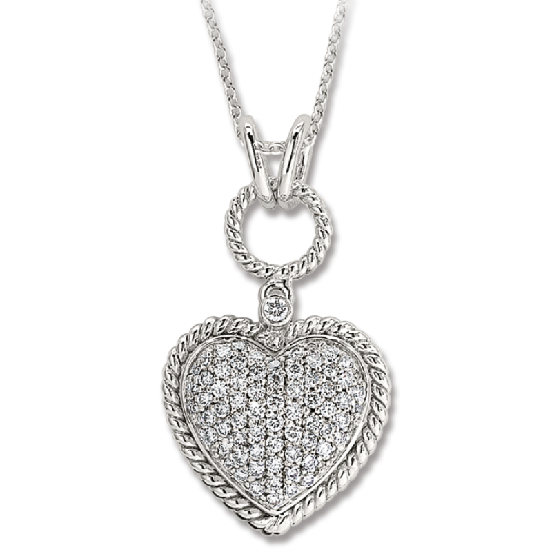 14KW Diamond Pavé Heart Pendant