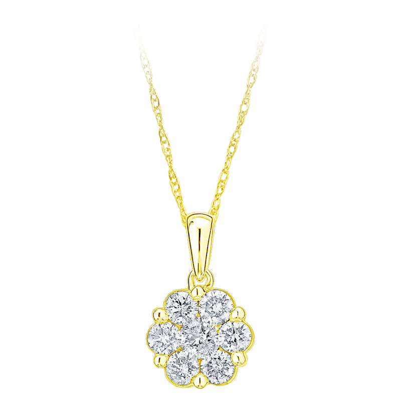 10KY 1/10ct Diamond Flower Pendant