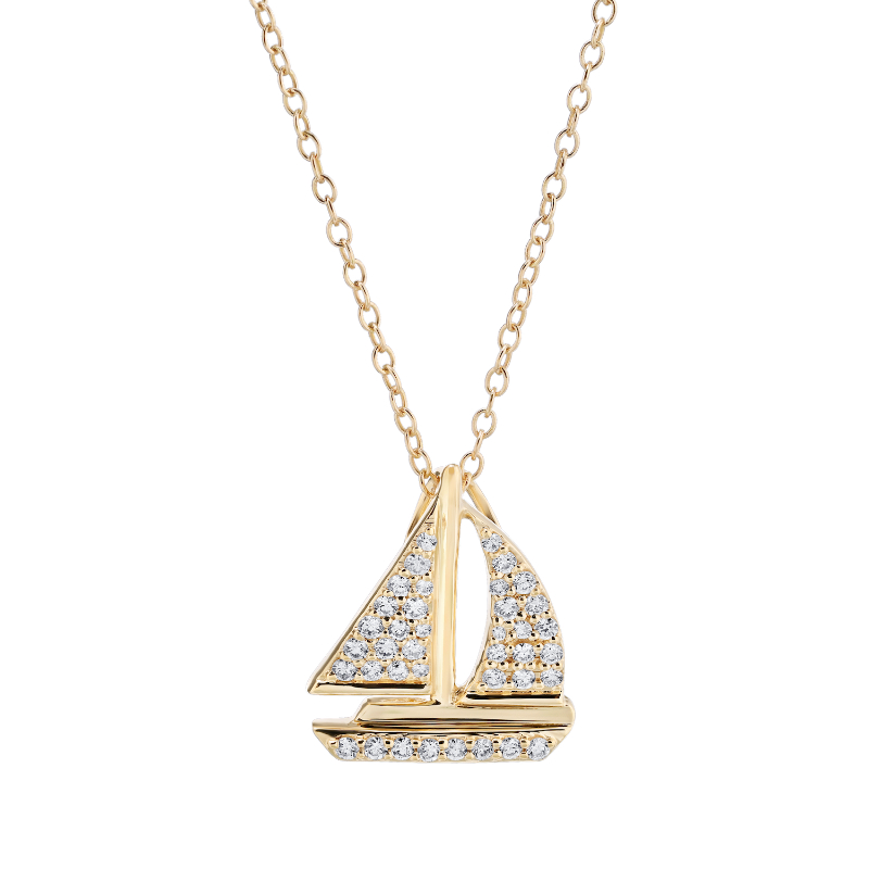 14KY Pavé Sail Boat Pendant