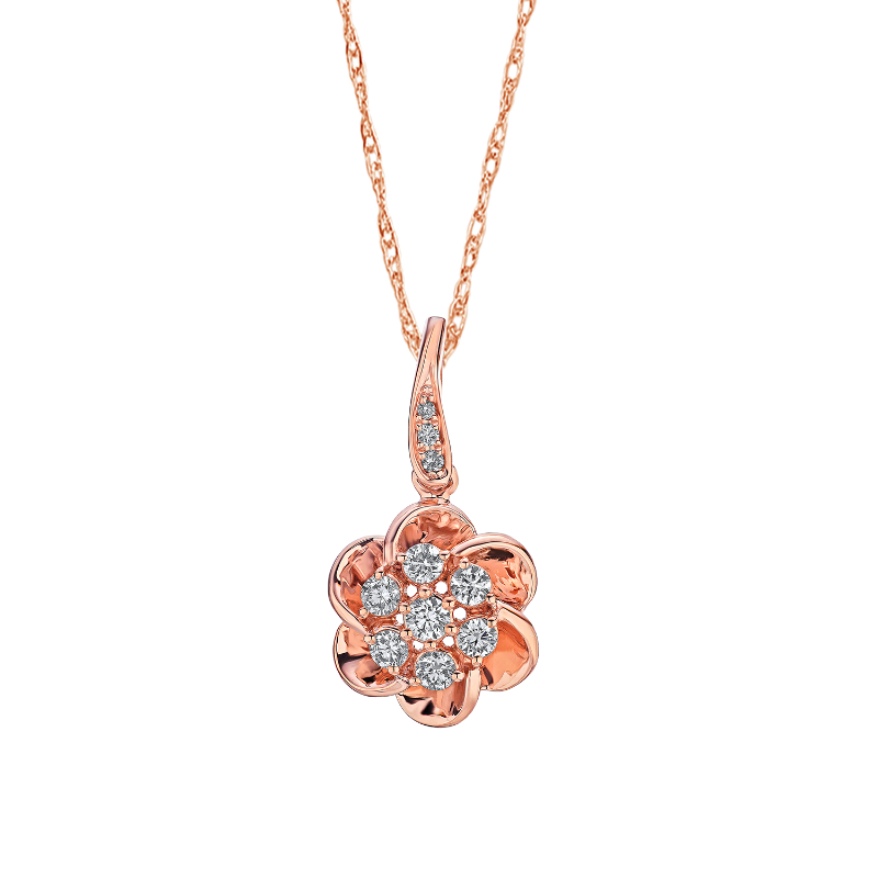 14KR Diamond Flower Pendant