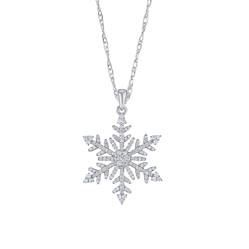 14KW Diamond Snowflake Pendant