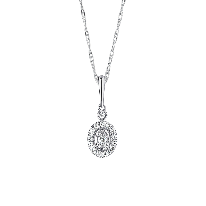 14KW Oval Diamond Illusion Pendant