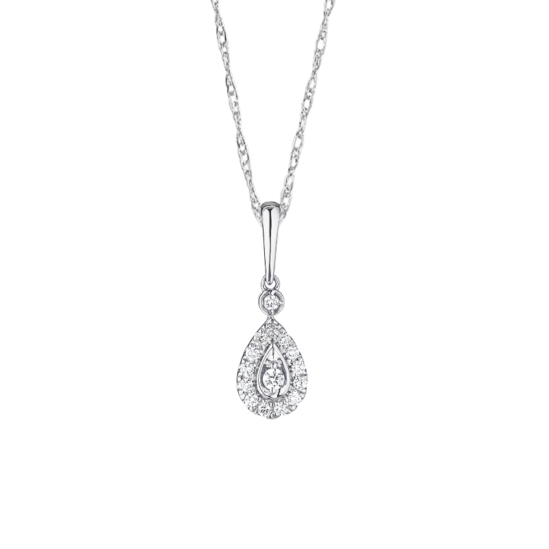 14KW Pear Diamond Illusion Pendant