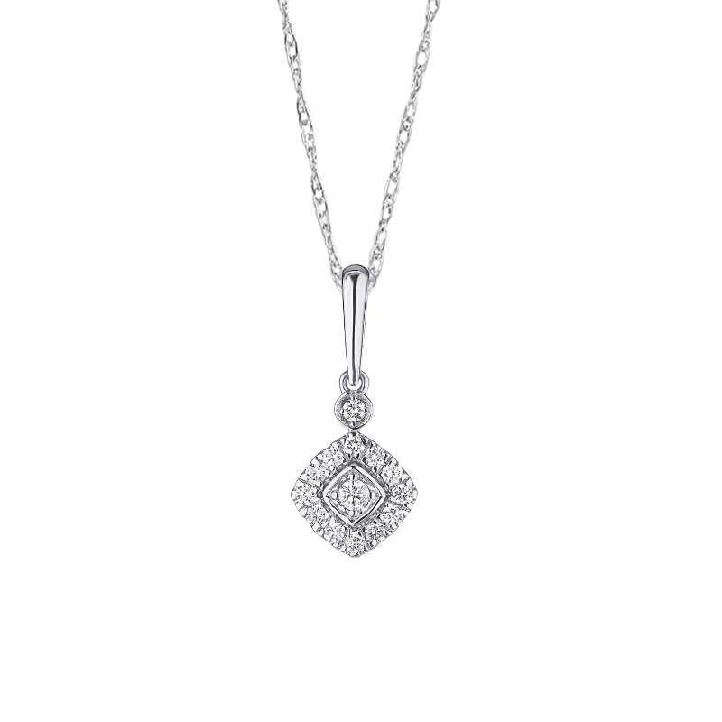 14KW Square Diamond Illusion Pendant