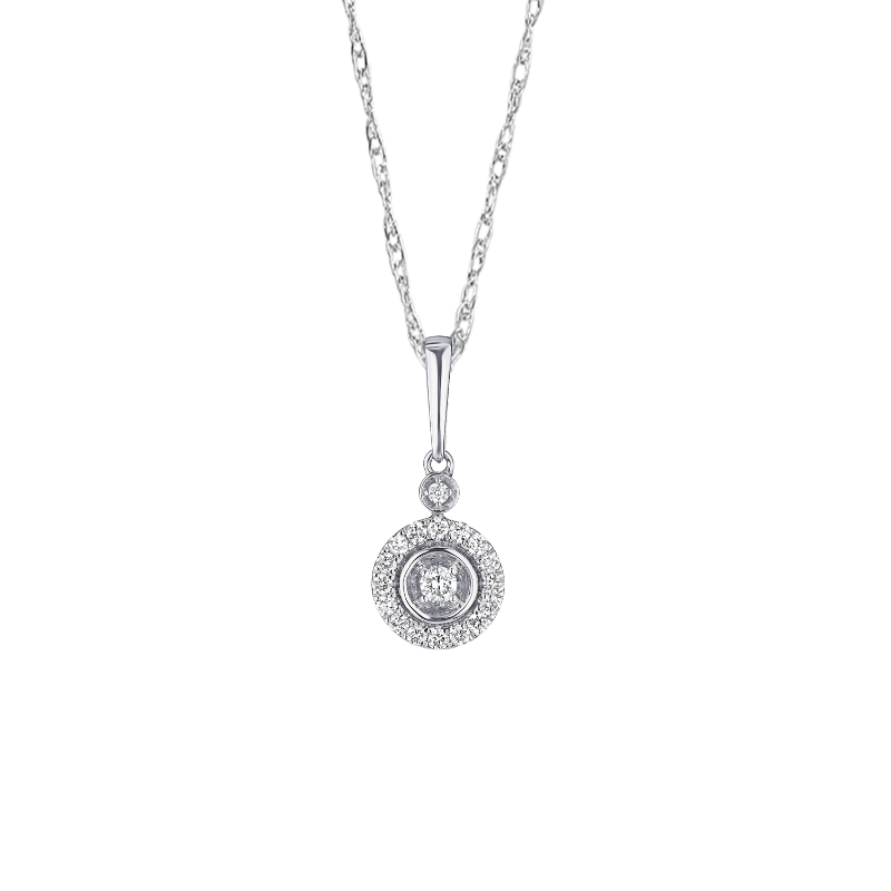 14KW Circle Diamond Illusion Pendant