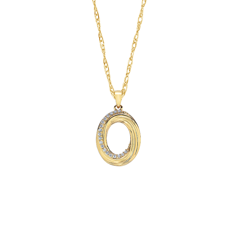 14KY Layered Circle Diamond Pendant