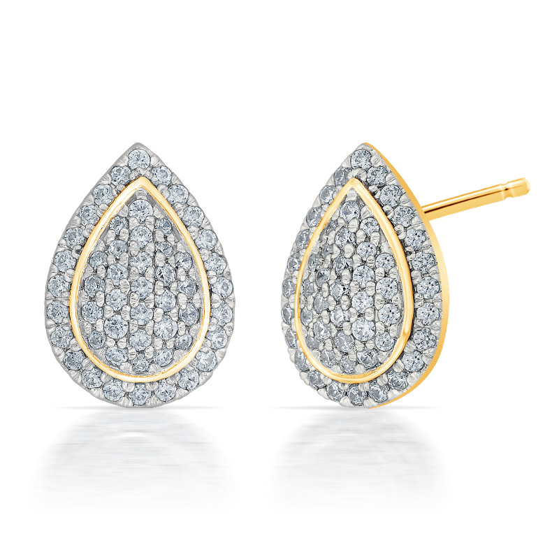 10KR Teardrop Pavé Diamond Earrings