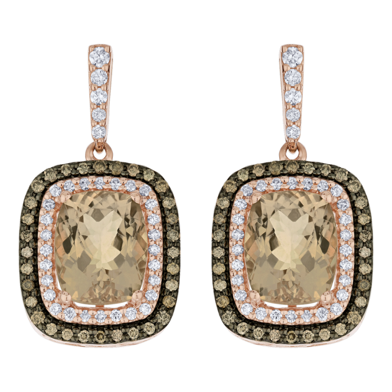 14KR Morganite Double Halo Earrings