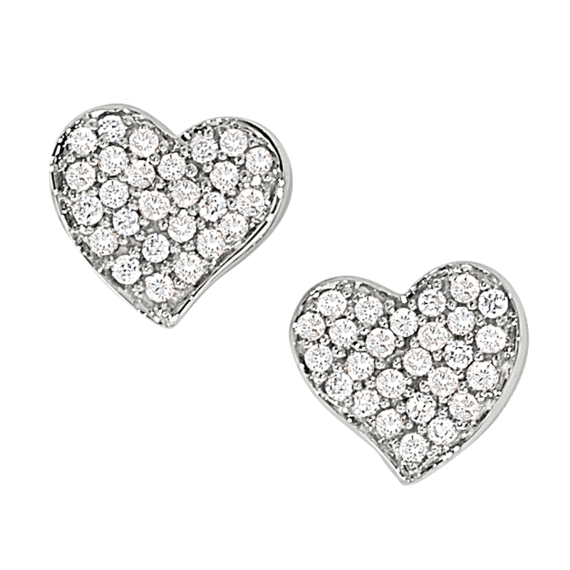 14KW Pavé Heart Earrings