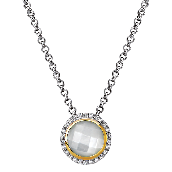 Diamond and Gemstone Halo Pendant