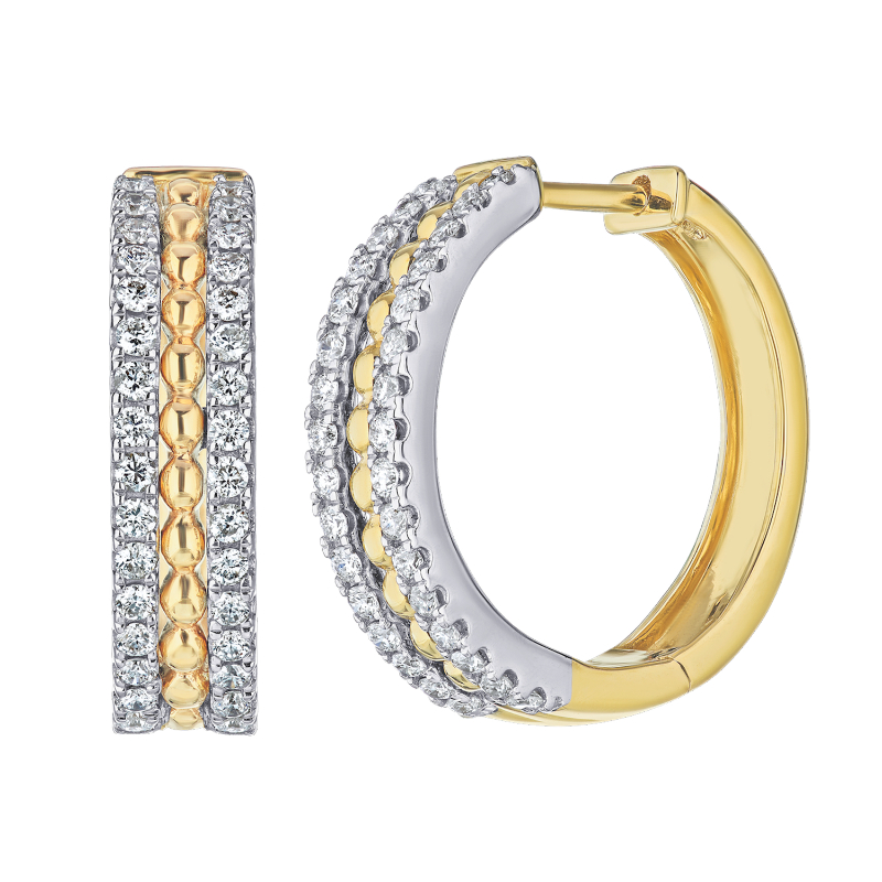 14KTT Diamond Hoop Earrings