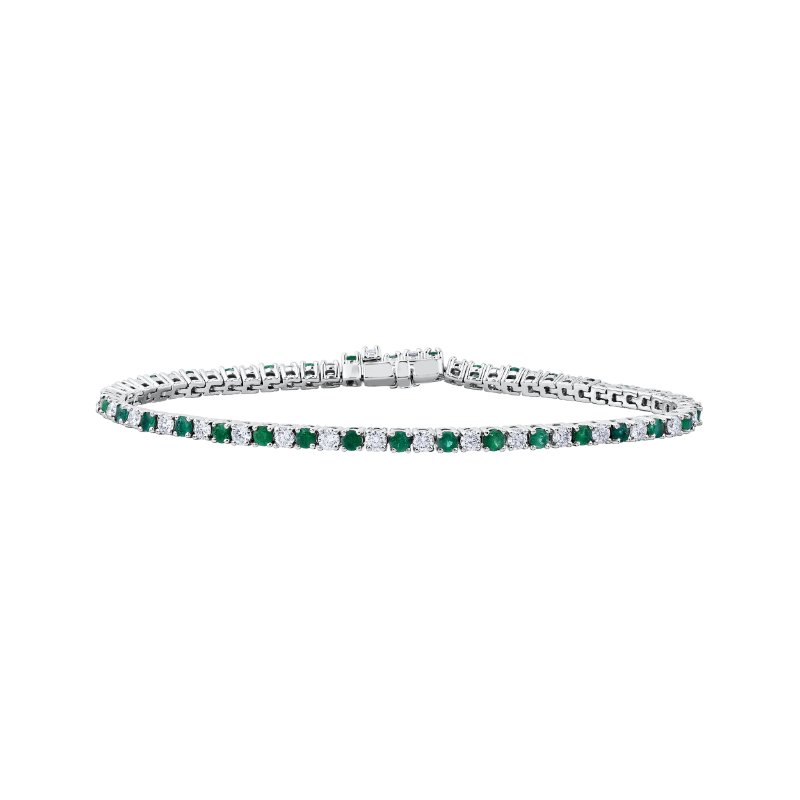 14KW Diamond & Emerald Bracelet