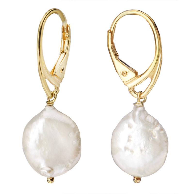 Italian Gold-Plated Coin Pearl Earrings