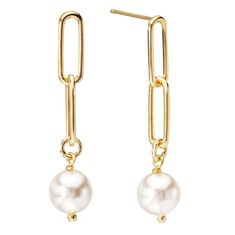 Italian Pearl Paperclip Earrings