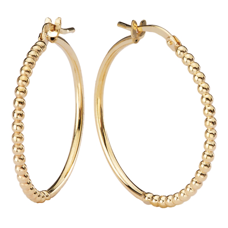 Italian 14kt Gold Plated Bead Hoops