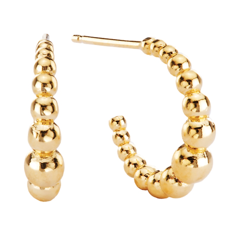 Italian 14kt Gold Plated Bead Hoops