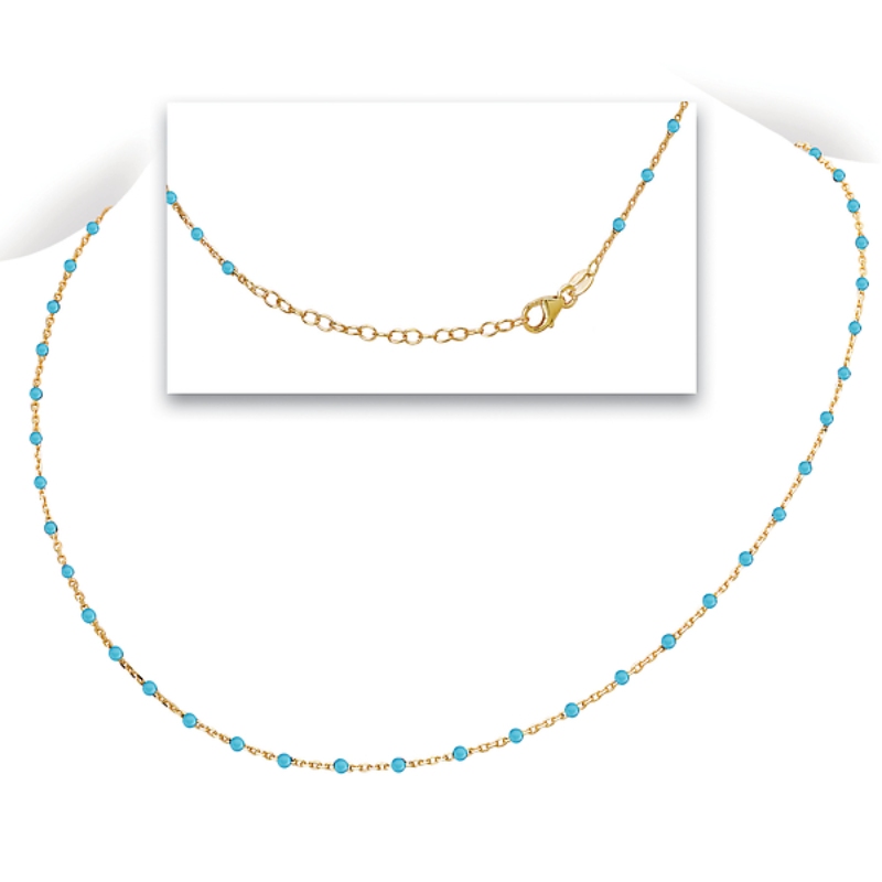 Italian Gold Plated Turquoise Enamel Necklace