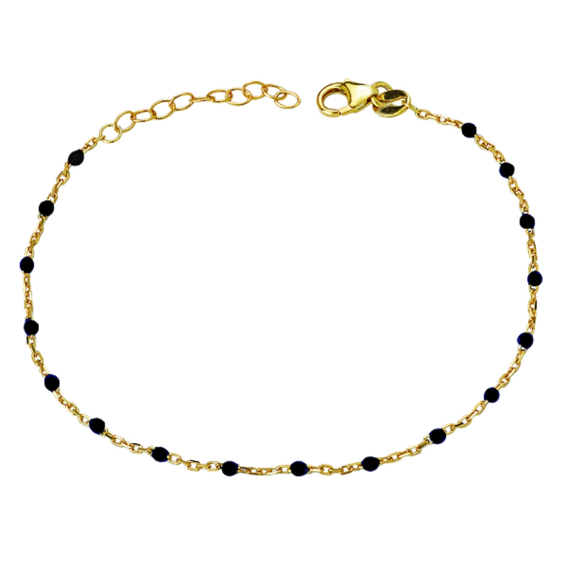 Italian Gold Plated Black Enamel Bracelet