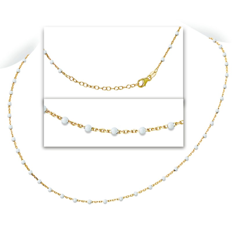 Italian Gold Plated White Enamel Necklace