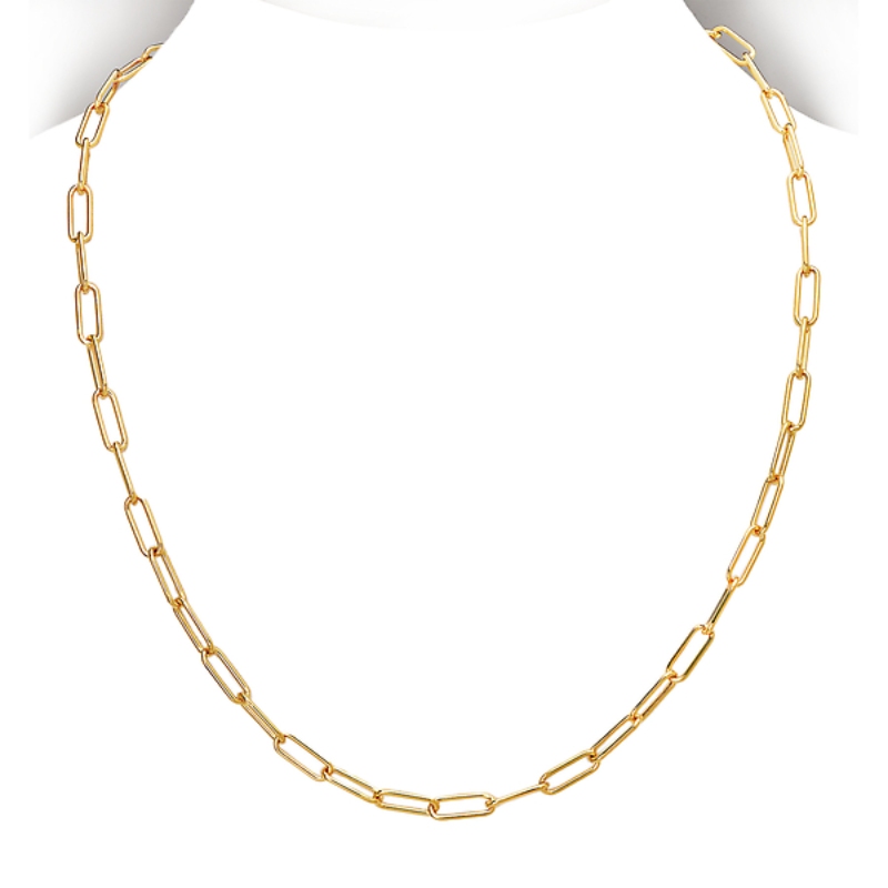 Italian Gold Plated Sterling Silver Paperclip Necklace