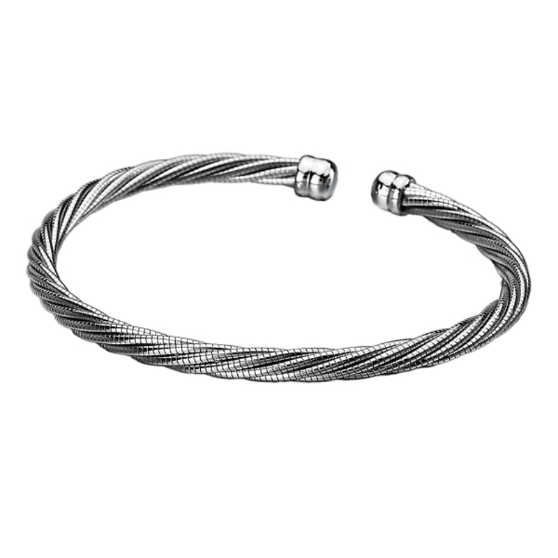 Italian Cable Flex Cuff Sterling Silver Bracelet