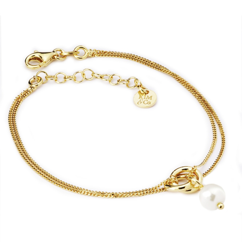 Italian Gold Plated Sterling Silver Pearl Bracelet