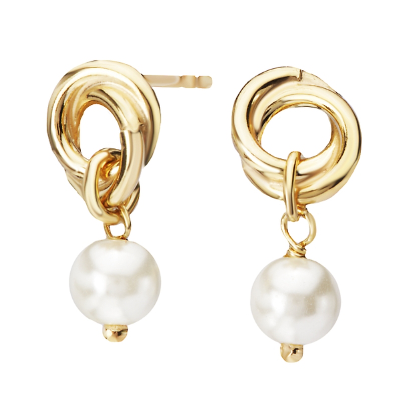 Italian Gold Plated Sterling Silver Pearl Earrings
