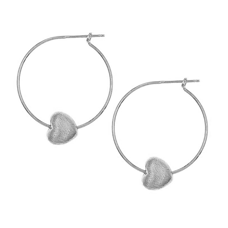 Italian Heart Adorned Hoop Earrings