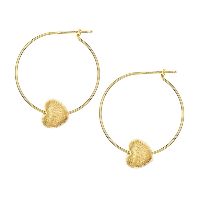 Italian Heart Adorned Hoop Earrings