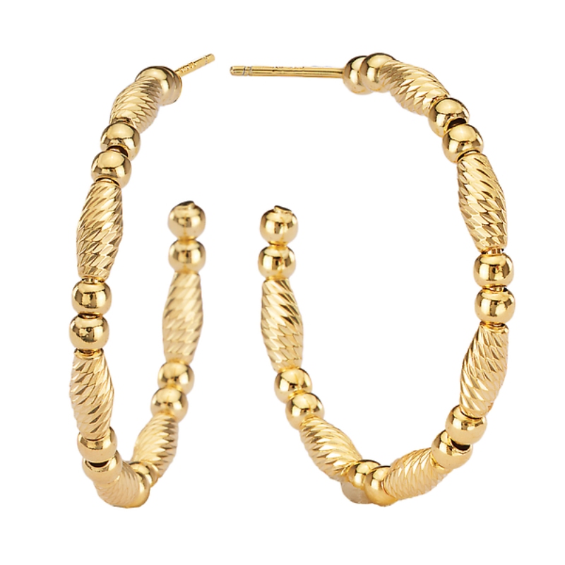 Italian Gold Plated Beaded Hoops