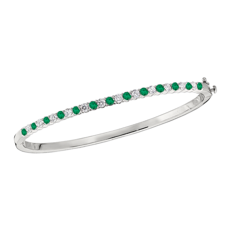 14KW Emerald & Diamond Bangle