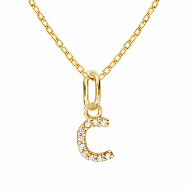 Gold Plated Sterling Silver Initial Necklace