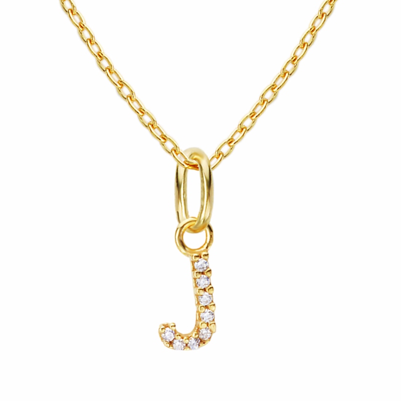 Italian Gold Plated & CZ Initial Necklace