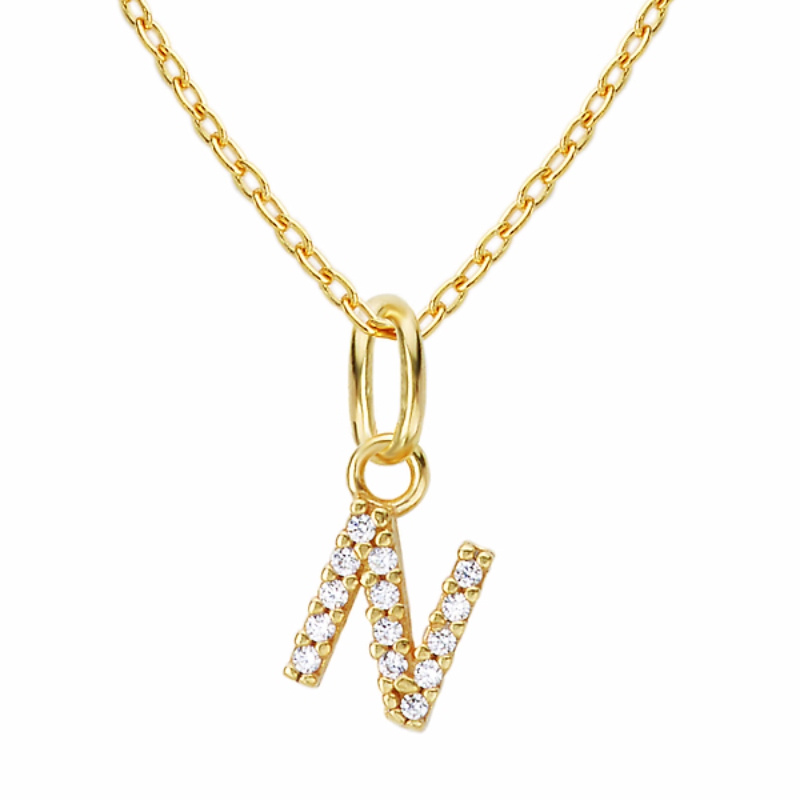 Gold Plated Sterling Silver Initial Necklace