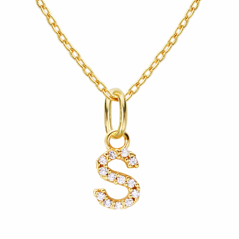 Gold Plated Sterling Silver Initial Necklace