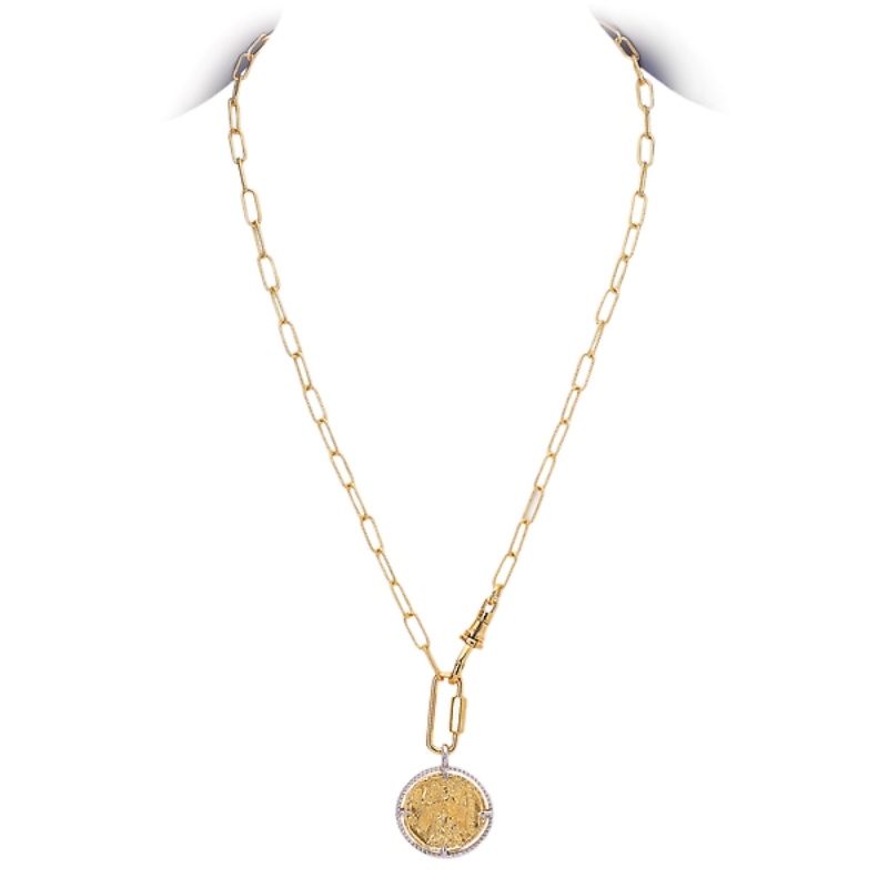 Italian Gold Plated Sterling Silver Coin Necklace