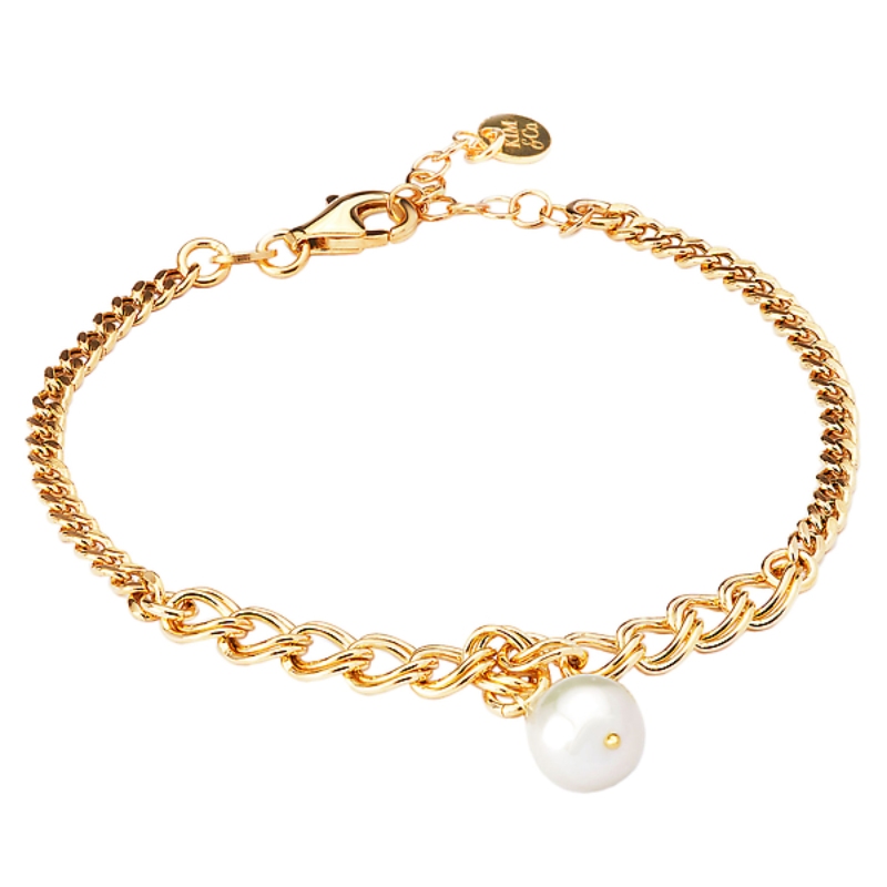 Italian Gold Plated Sterling Silver Pearl Bracelet