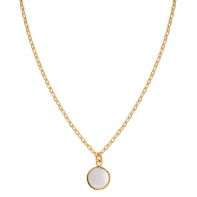 Italian Gold Plated Sterling Silver Mother of Pearl Necklace