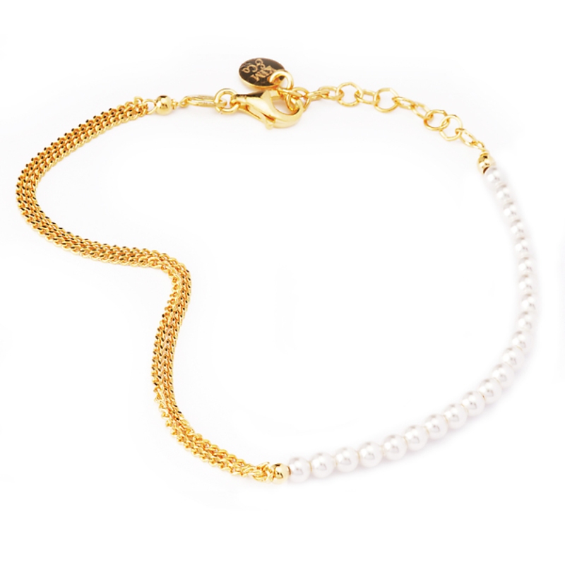 Gold Plated Sterling Silver Pearl Bracelet