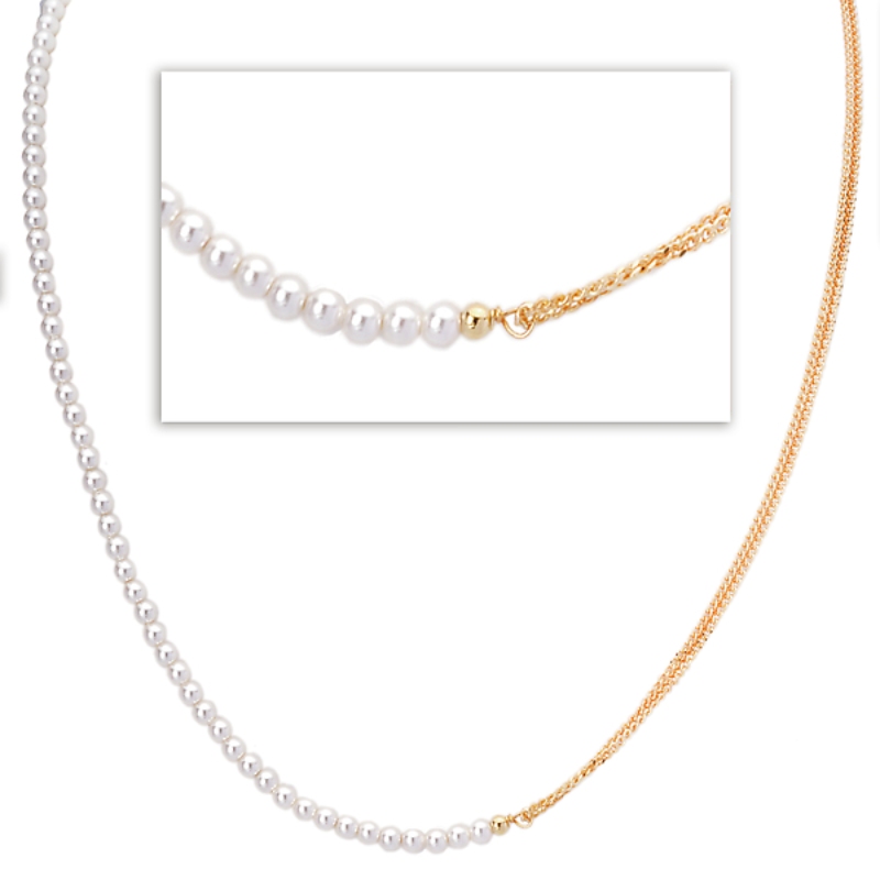 Italian Pearl and Double Curb Chain Necklace