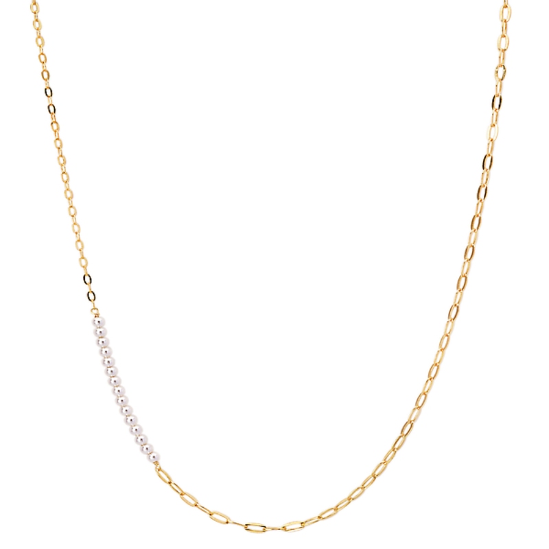 Italian Gold Plated Sterling Silver Pearl Necklace
