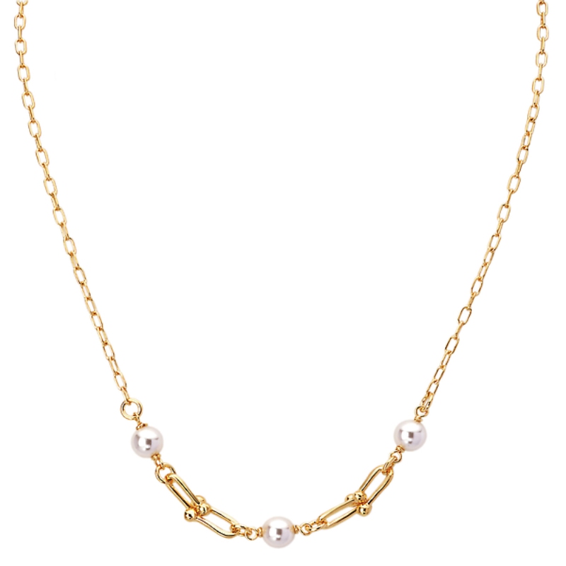 Italian U Link and Pearl Necklace