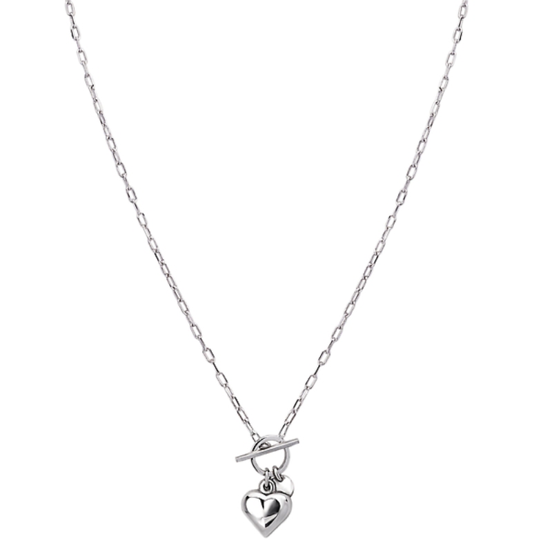 Italian Sterling Silver Rhodium Plated Heart Necklace
