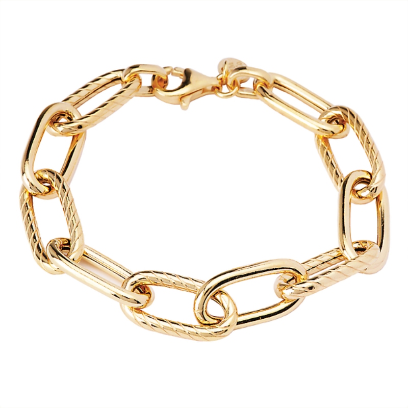 Italian Gold Plated Hollow Link Bracelet
