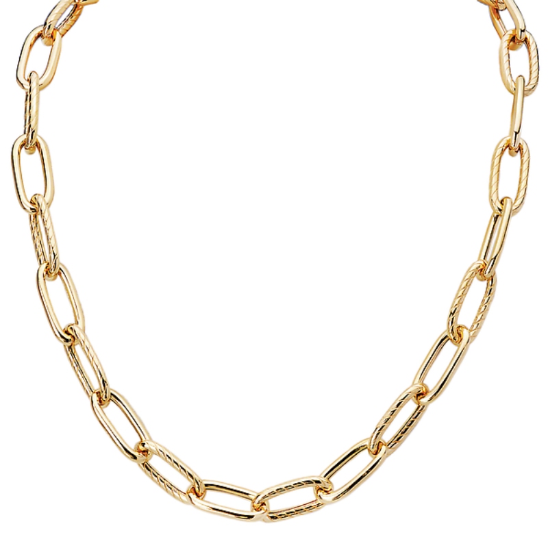 Italian Gold Plated Hollow Link Necklace