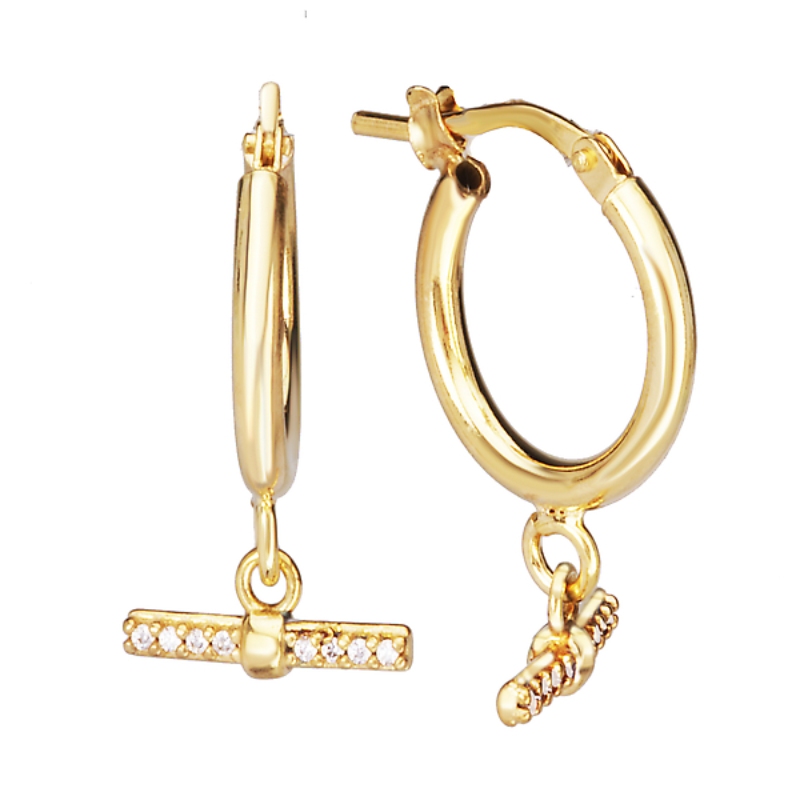 Gold Plated CZ Toggle Earrings